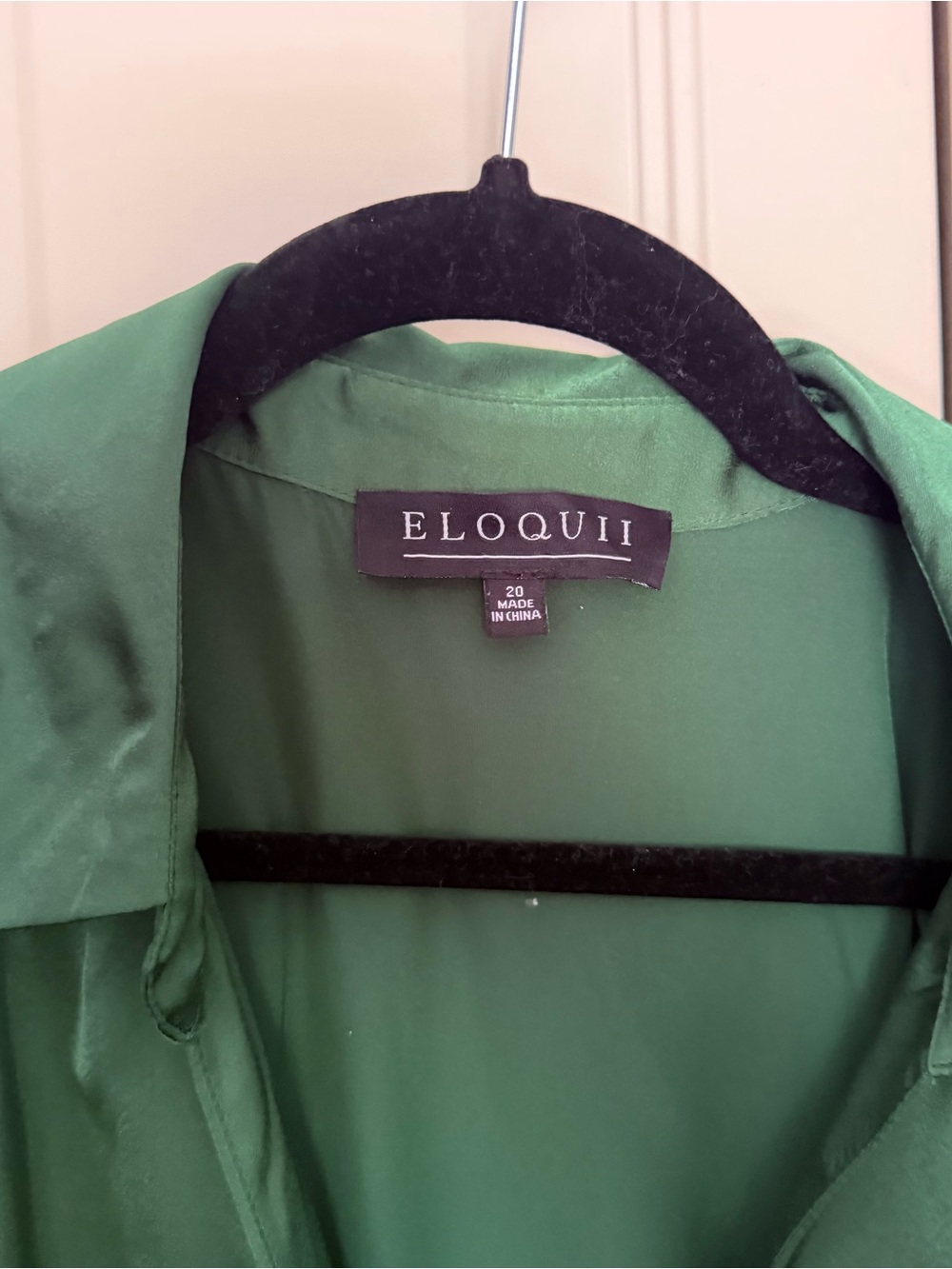 Eloquii Forest Green Satin Wrap-Front Maxi Dress - Picture 3 of 3